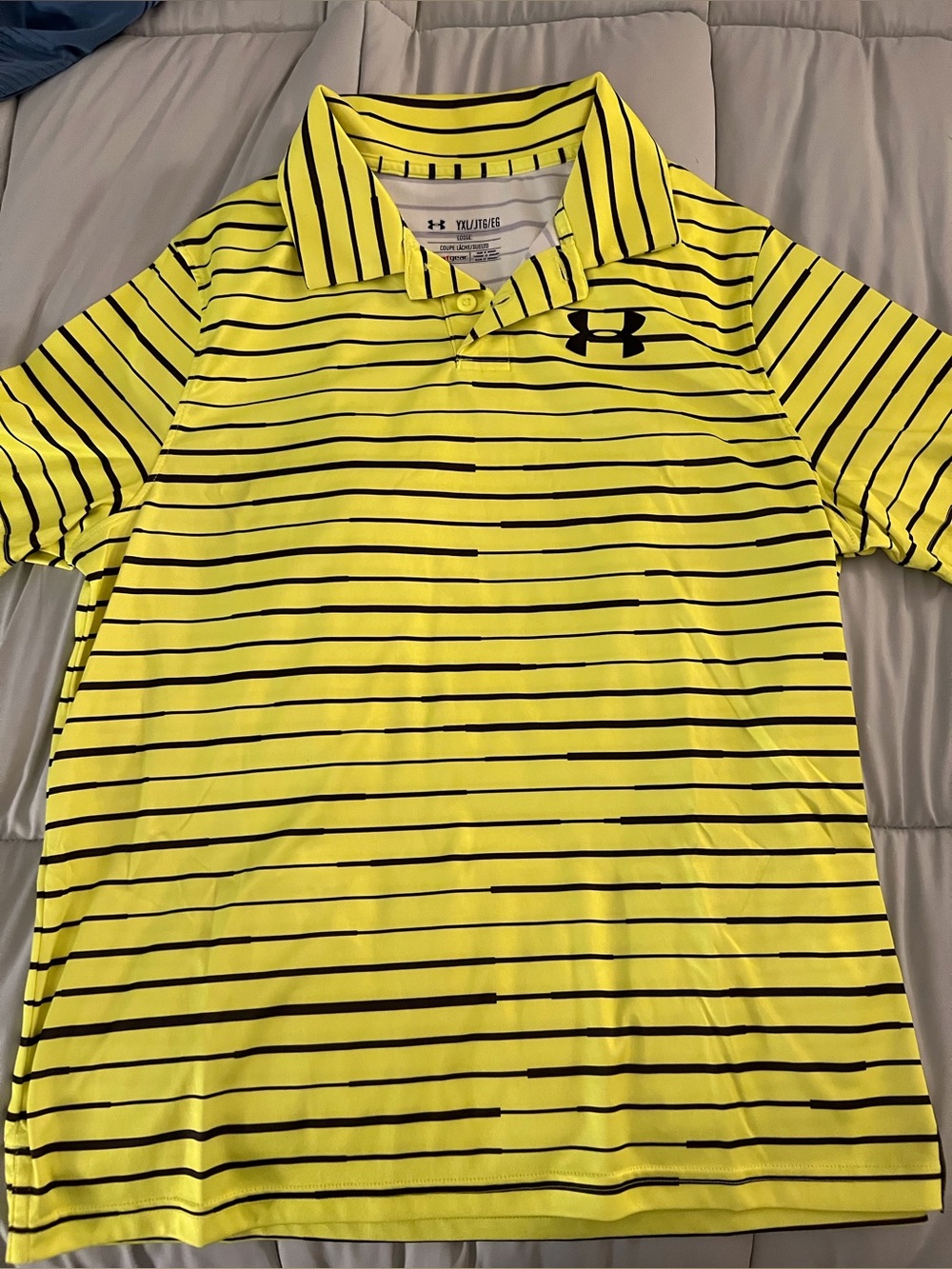 NWOT Under Armour Yellow Striped Polo